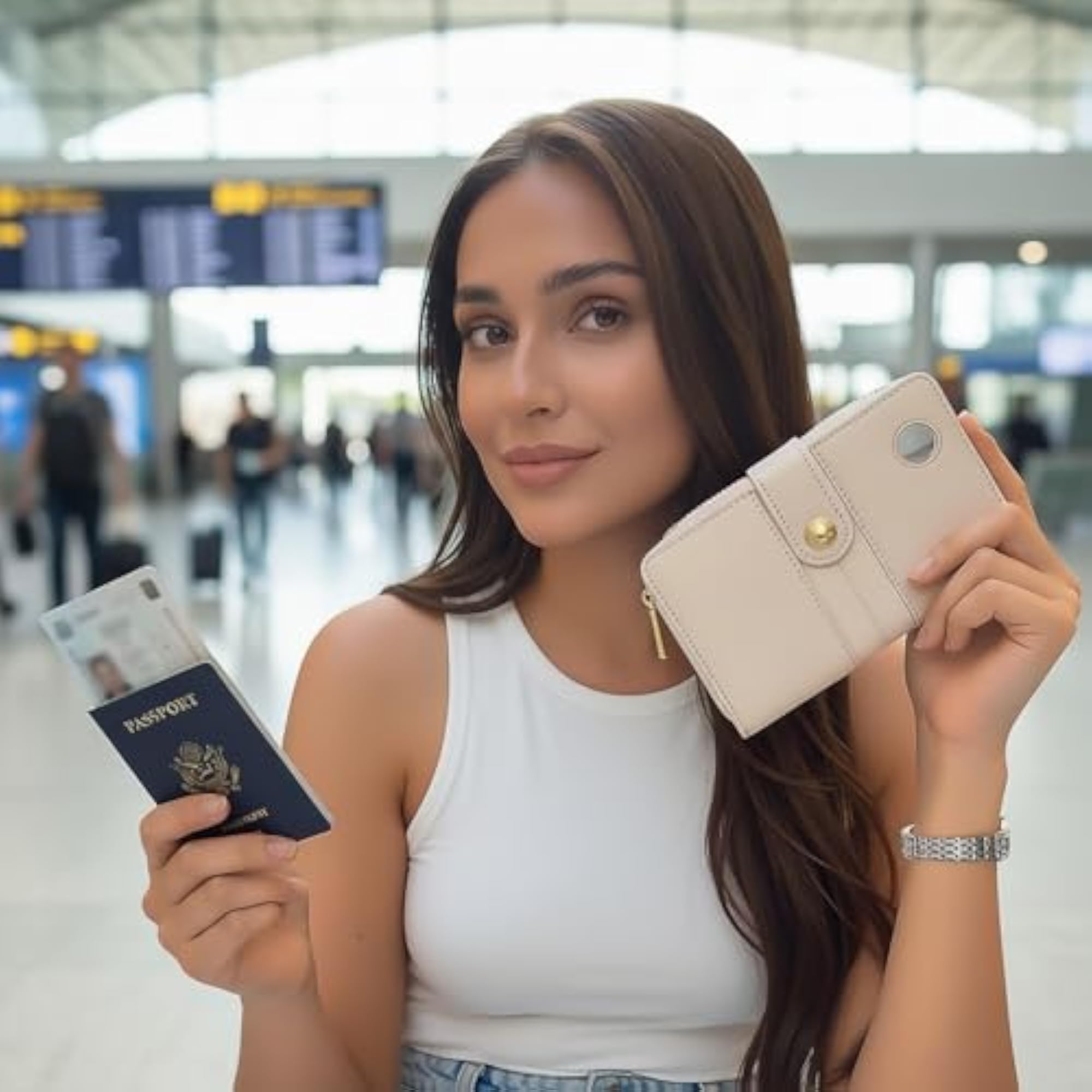 Airtag Passport Holder with RFID Blocking for Women