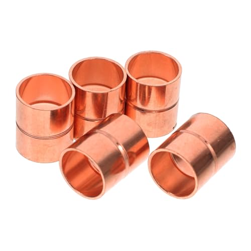 GLEAVI 5pcs Copper Connector Hvac Fittings Id Straight Coupling Rolled Tube Stop to Coupling Reed Fitting Saver Industrial Parts for Welding