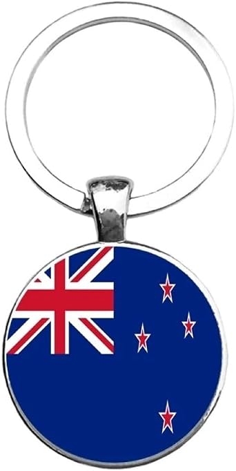 Art Attack New Zealand Flag Keychain, Kiwis National Football Soccer Team Accessories History Party Favor Fan Car Key Chain Ring Pendant Charm Silver