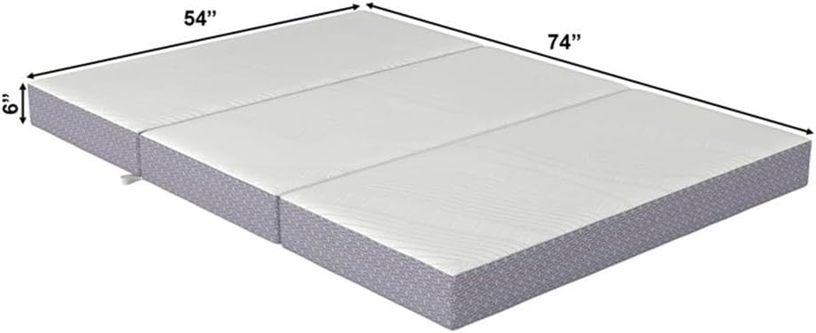 Pemberly Row Modern Full 6" Folding Memory Foam Mattress, Gray Knit Cover, Tri-Fold Design, Compact Portable Sleeper for Guests, Travel, Floor Seating, Murphy Bed Compatible, 74" x 54" x 6"