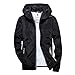 Produktbild SUCES Herren Outdoorjacke Windjacke Casual Unifarben Übergröße Hoodie Sweatjacke Windbreaker Reflektierend Reißverschluss Outdoor Sport Coat Kapuzenjacke Regenjacke