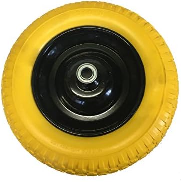 Replacement 14" PU Foam Filled Solid Wheelbarrow Wheel Puncture Proof Yellow Tyre Heavy Duty