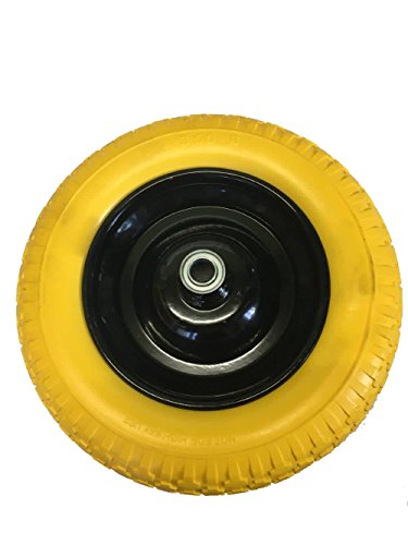 Replacement 14" PU Foam Filled Solid Wheelbarrow Wheel Puncture Proof Yellow Tyre Heavy Duty
