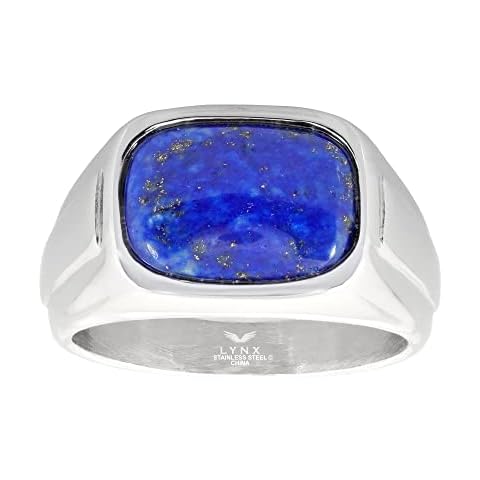 Metro Jewelry Lapis Lazuli Rounded Rectangle Ring for Men in Stainless Steel - 13 MM Wide - Size 10 Cover