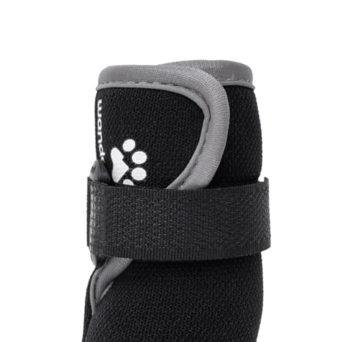 Wanderpfote Hundeschuhe 4er Set wasserdicht – Pfotenschutz Outdoor mit Rutschfester Sohle, weichem Fleece & Reflexstreifen – Ideal für Winter, Schnee, Spaziergänge & sicheres Laufen (Schwarz, 1)