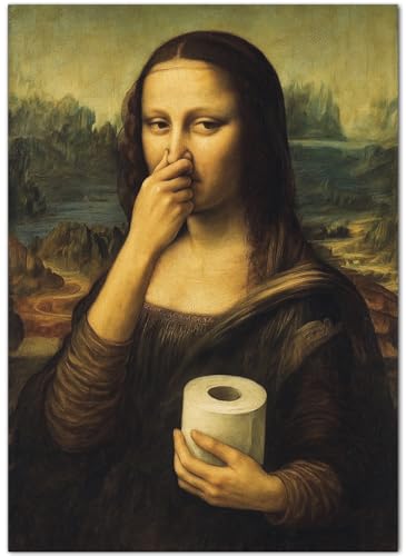 artpin Gäste WC Poster Mona Lisa mit Klopapier Badezimmer Wanddeko für Toilette A4 ohne Bilderrahmen B20
