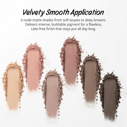 Image of Erinde Nudes Series Mini Eyeshadow Palette, 6 Matte & Satin Neutral Eye Shadows, Cool Tone Taupe Brown Eye Makeup, Multi-Use Powder for Eye, Contour, Brows, Ultra-Blendable, Travel Makeup with Mirror