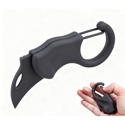 FiveMileBro EDC sleutelhanger met gereedschap, inklapbare multitool, karabijnhaak voor sleutelhanger, robuust tassenaccessoire en cadeau voor mannen, zwart