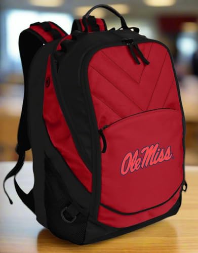 Image of Broad Bay University of Mississippi Backpack | Official Ole Miss Logo, Padded Laptop Computer Section, Premium 600 Denier Nylon Fabric,