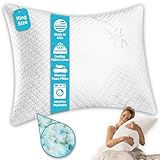 Xtreme Comforts Slim Hypoallergenic Shredded Memory Foam King Bamboo Pillow with Cover