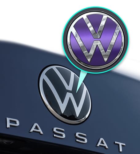 Image of IPG Decal Made for VW 2021 Passat Polo Tiguan Golf Rear /Front Emblem Logo Decals Stickers Set (4 Units) (Metallic Purple)