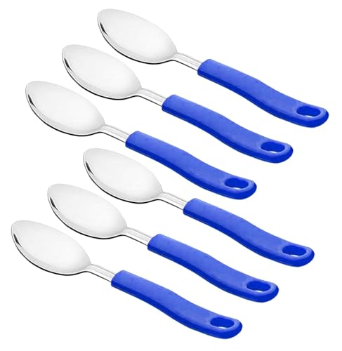 Image of Premium Stainless Steel Table Spoon Set of 6, Mirror Finish,15cm Large Dinner Spoons for Dining Table & Kitchen, Flatware, Luxury Dining Tableware Chammach Set, Dishwasher Safe - Multicolor