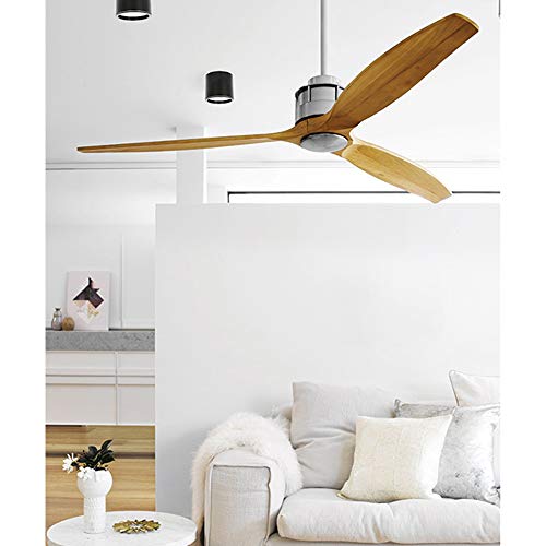 Lucci Air 210506010 Akmani Dc Ceiling Fan 60 Inch, Brushed Chrome With Solid Wood Teak Colored Blades #TOP1