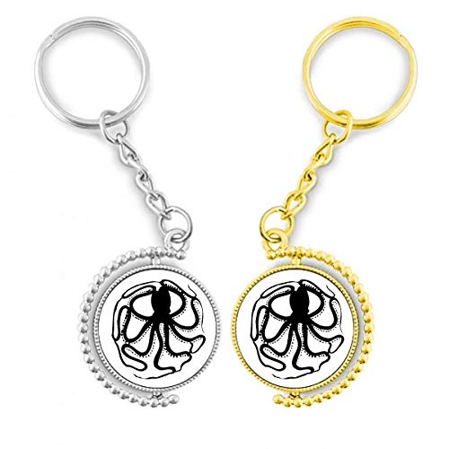 Porte-clés pieuvre noire idée cadeau originale avec anneau doré