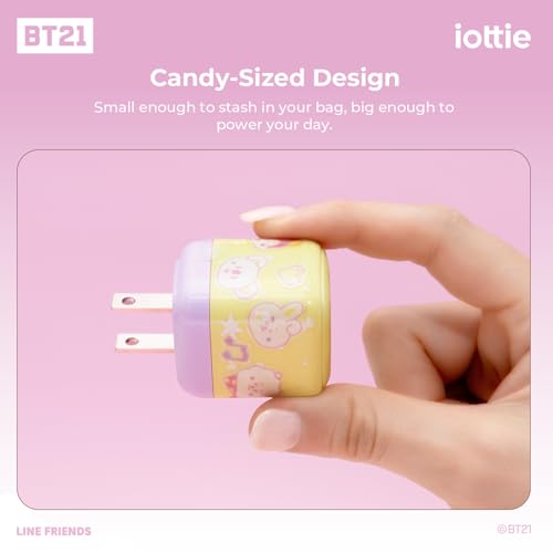 iOttie with BT21 RapidVolt 30W Nano Wall Charger, Yellow & Purple USB-C Charger Block with Holographic BT21 Stickers, Retractable Wall Charger for iPhone 17 Pro, Apple Airpods, Samsung Tablet, etc. by iOttie - Used condition - Image 7