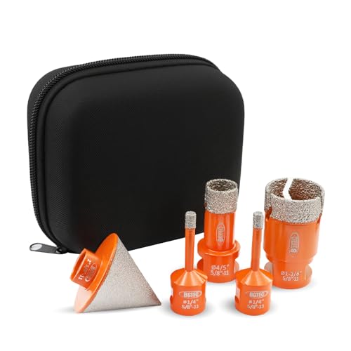 Image of Diamond Core Drill Bit Kit BGTEC Diamond Hole Saw Tile Cutter for Porcelain Tile Ceramic Marble Brick, 5 /8 inch-11 Thread 6 /6 /20 /35mm+50mm Chamfer Bit