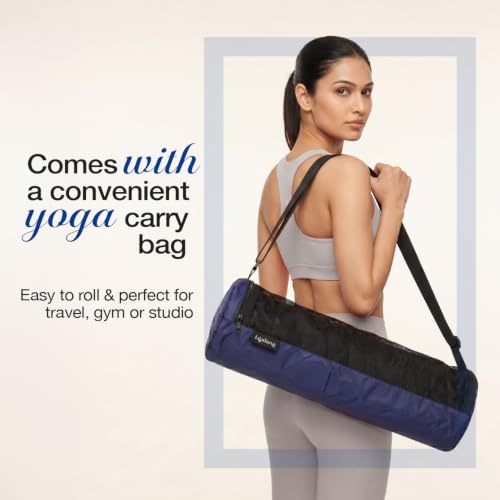 Image of Lifelong Suede & Natural Rubber Yoga Mat for Woman & Man | Non-Slip & Anti-Skid | 4mm Yoga Mat for Man |Exercise Mat for Yoga, Workout & Pilates | Gym Equipment for Home Workout | Free Carry Bag (Blue)