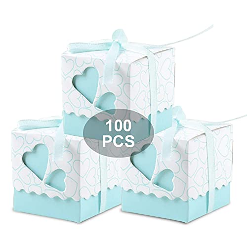 Wady Lot de 100 bonbonnières porte-dragées en carton Cadeau Marqueur de place Décoration pour fête, mariage, baptême, anniversaire Ruban fourni