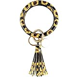 Leather Bracelet Key Ring Bangle Keyring, Tassel Ring Circle Key Ring Keychain Wristlet for Women...