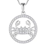 STARCHENIE Collar de plata de ley para mujer, con colgante de horóscopo de disco de astrología, 18 pulgadas, cadena de caja, Metal, circonita,