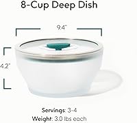 Vista 2 de Anyday Utensilios de cocina para microondas y recipiente de vidrio de 8 tazas con tapa de vidrio, almacenamiento profundo de alimentos sin plástico