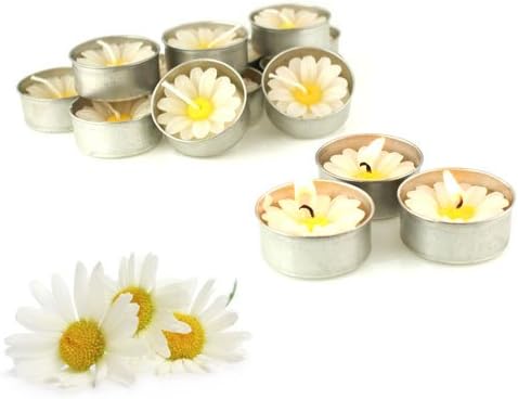 Relax spa shop Daisy White Candle in Tea Lights, Floating Candles, Scented Tea Lights, Aromatherapy Relax (Pack of 10 Pcs.)