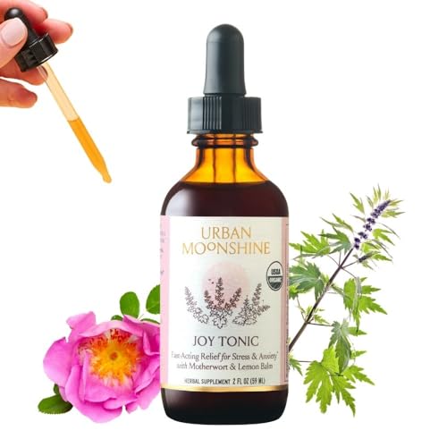 Urban Moonshine Joy Tonic - Fast-Acting Relief for Stress and Anxiety - Supports Nervous System - Natural Mood Support - Motherwort - Lemon Balm - Nervous System Support - Elevates Mood* - 2 Fl Oz