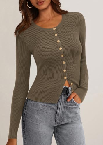 PRETTYGARDEN Women's Fall Lightweight Cardigan Sweaters,Sage Green,S — view 2