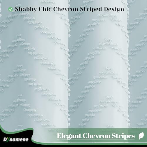 Dynamene Extra Long Boho Shower Curtain Tufted Chevron 72"x96" Fog Blue by Dynamene - Image 4