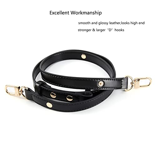 Adjustable PU Leather Purse Handle Shoulder Crossbody Strap for Handbag Bucket Bag (Black - Gold)2