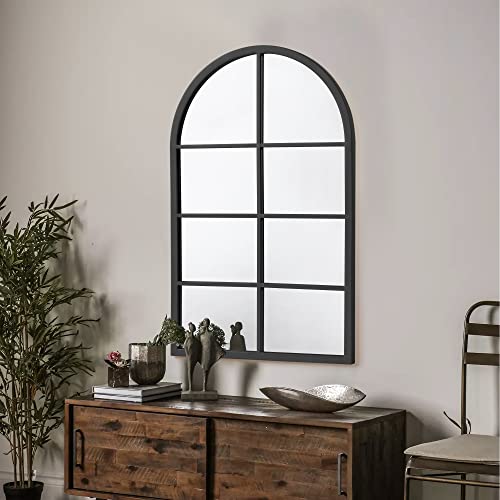 Nicbex Arch Wall Mirror, Window Mirror, Designer Style Metal Frame Vanity Mirror For Living Room, Bedroom And Bathroom, 31X20, Black #TOP1