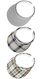 3 Pack Visors Hat Women Men Clip On Outdoor Sports Hats Beach Golf Tennis Camping sunvisor Cap (Gray Plaid Khaki Black)