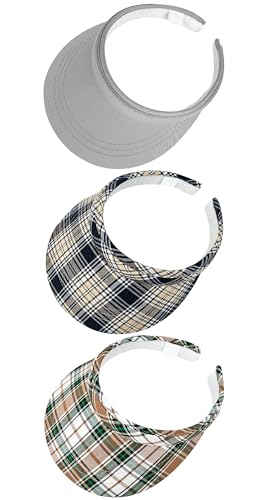 Image of 3 Pack Sports Sun Visor Hat Women Men Adjustable Clip On Visors Outdoor Golf Beach Cap