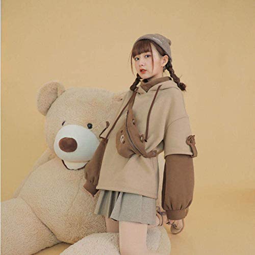 Yslmnor Cute Bear Hoodie For Womens Teen Girls Plus Size Sweatshirts Soft Comfy Kawaii Clothes With Personality Bag Brown #TOP2