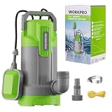 WORKPRO Bomba Sumergible de Aguas Sucias 700 W, Bomba de Agua con Interruptor de Flotador, Caudal Máx. 17.000 L/h, Profundidad Inmersión 7 m, para Drenaje de Sótanos, Piscinas y Jardín