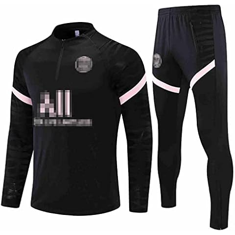 LOXCZI Paris Soccer Tracksuit, Men's Football Club Clothing Jerseys Sporty Man with Long Sleeves, Tracksuit Racing Football Jacket Breathable Workout Sportsman Pants Sportsmen Jogging Suit,Black,S Cover