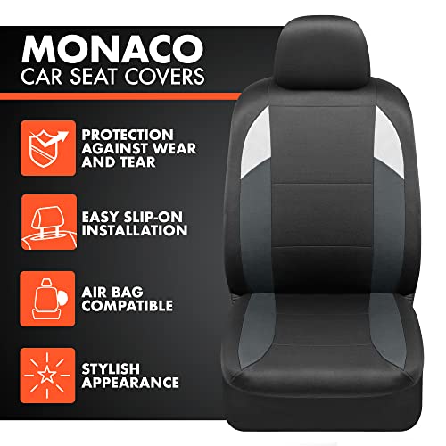 Carxs Monaco Seat Covers For Cars Full Set, Gray Tri-Tone Front With Split Rear Bench Back Seat Cover, Automotive Seat Covers For Trucks Suv Van Auto #TOP1