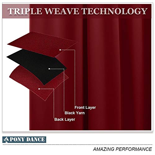 Pony Dance Decorative Window Curtains - Thermal Kitchen Blackout Shades For Christmas Home Decor Energy Saving Tie Up Valance Balloon Shade Grommet Top For Door, Set Of 1, 46 W X 63 L, Red #TOP4
