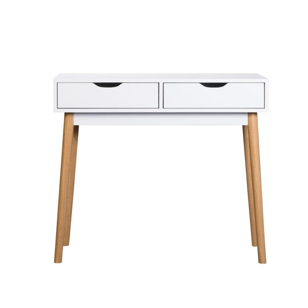Mobelcenter, Mueble Recibidor Fiano Estilo nórdico, Mueble Entrada con 2 cajones, Acabado Blanco, Medidas: Ancho: 90 cm x Alto: 78 cm x Fondo: 35 cm (1469)