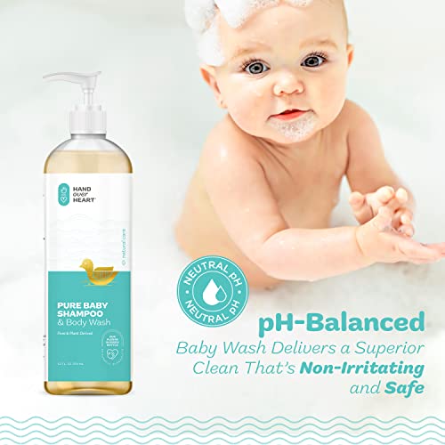 Hand Over Heart Baby Care Gift Set - Plant Derived Baby Shampoo And Body Wash (12Oz) With Baby Lotion And Moisturizer (8Oz) - Hypoallergenic Skin Care - Specially Formulated For Baby's Sensitive Skin #TOP3