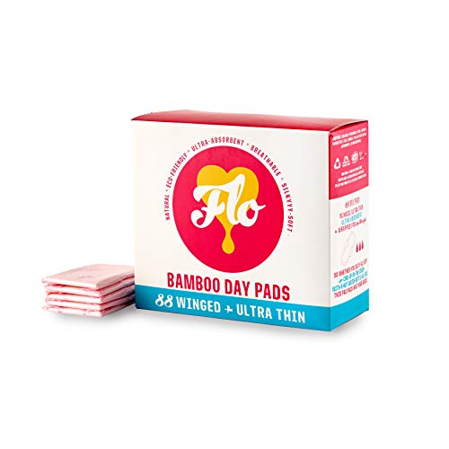Flo - Mega Pack Of Bamboo Day Pads, Winged & Ultra-Thin, Feminine Period Care, Organic Menstrual Products, Plant-Based, Plastic-Free, Sanitary Napkins For Women, Black-Owned, Compostable, 88 Count #TOP2