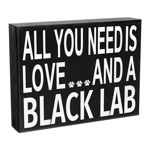 JennyGems Black Lab Gifts, All You Need Is Love and a Black Lab Wooden Sign, Labrador Retriever Dog Mom, Shelf Decor and Wall Hanging, Made in USA