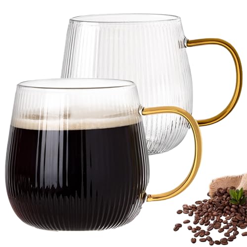 Feelino Set Da 6 Tazze Cappuccino, Bicchieri Caffe Vetro Borosilicato 400ml, Tazze Vetro Doppia