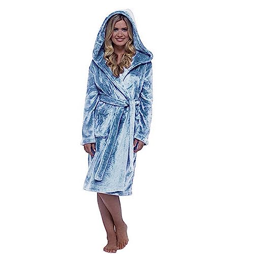 Vêtements de maison robe manches longues capuche bleu clair M