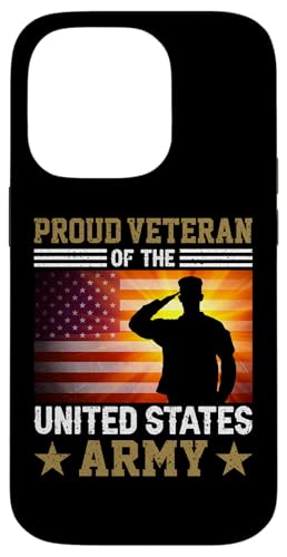 Proud Veteran Of The US Army American Flag Patriotic Custodia per iPhone 14 Pro