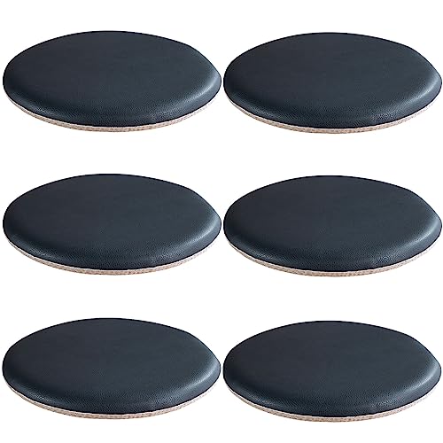 6er Set Stuhlkissen Sitzkissen Rund, Bodenkissen Kunstleder Sitzpolster mit Reißverschluss Memory Schaum Runde Sitzauflage rutschfest Wasserdicht Sitzauflage Innen Büro(Ink Blue 35cm/14in(6 Pcs))