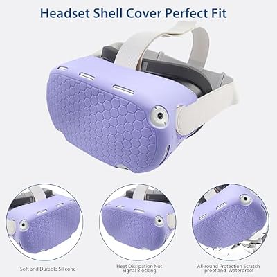 Silicone Cover Set Compatible with Oculus/Meta Quest 2 Accessories,Includes Controller Grips Button Caps & Face Cover, Shell Cover, Lens Cover, for Quest 2_Purple