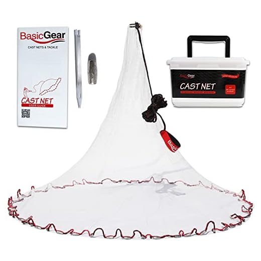 BasicGear Cast Net | Lead, 3ft Radius, 3/8 inch Mesh for Freshwater and Saltwater Bait Fish | Professional Grade and Upgraded Material | Throw Style