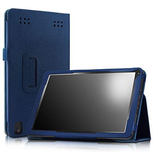 Infiland Premium PU Leather Case Cover for DigiLand 10.1 DL1008M DL1010Q / NeuTab N10 Plus 10.1/ Rotor 10.1/ iDeaUSA CT10/ Elecost OctaTab 10.1/ IRULU X1 Pro Lightning 10.1 Inch Tablet-Navy