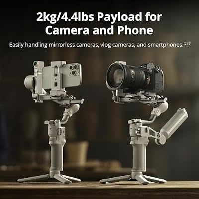 DJI RS 4 Mini Combo, Gimbal Stabilizer for Cameras Canon/Sony/Panasonic/Nikon/Fujifilm, Auto Axis Locks, Intelligent Tracking, 2kg/4.4lbs Payload, Camera Gimbal, Camera Stabilizer, Briefcase Handle